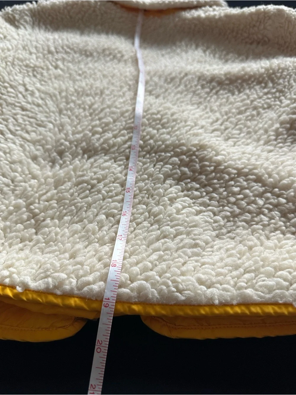 Tory Burch Cream Yellow Faux Sherpa Jacket with Yellow Trim XS